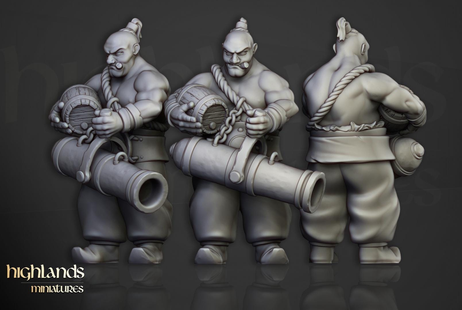 Khazarian Ogre Gunners 6 models Highland Miniatures Various Scales (US tariffs are pre-paid by us)