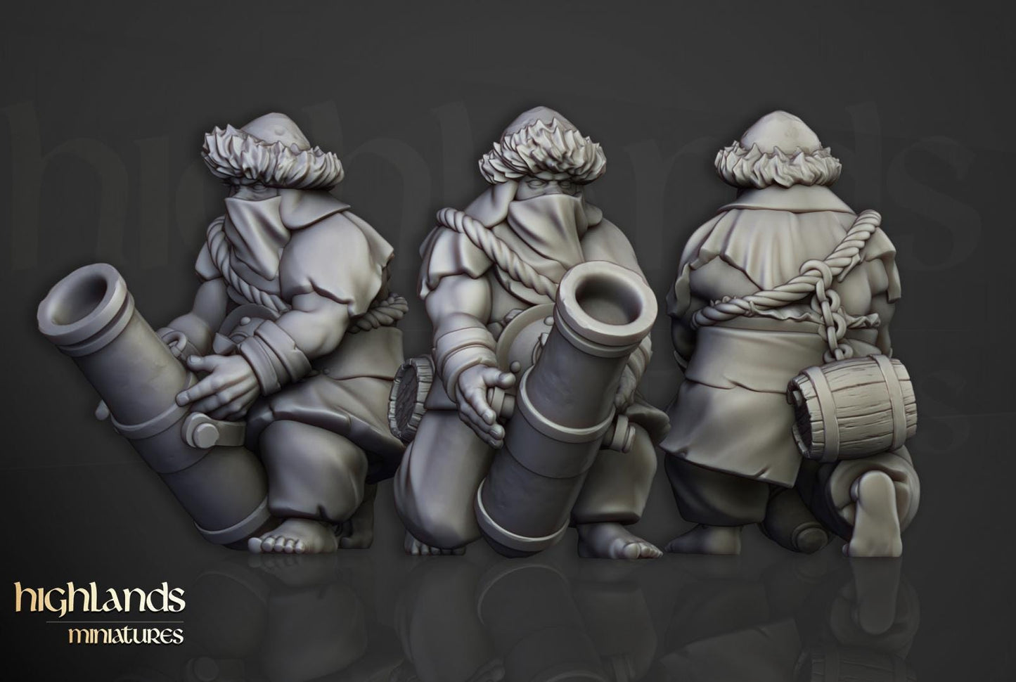 Khazarian Ogre Gunners 6 models Highland Miniatures Various Scales (US tariffs are pre-paid by us)