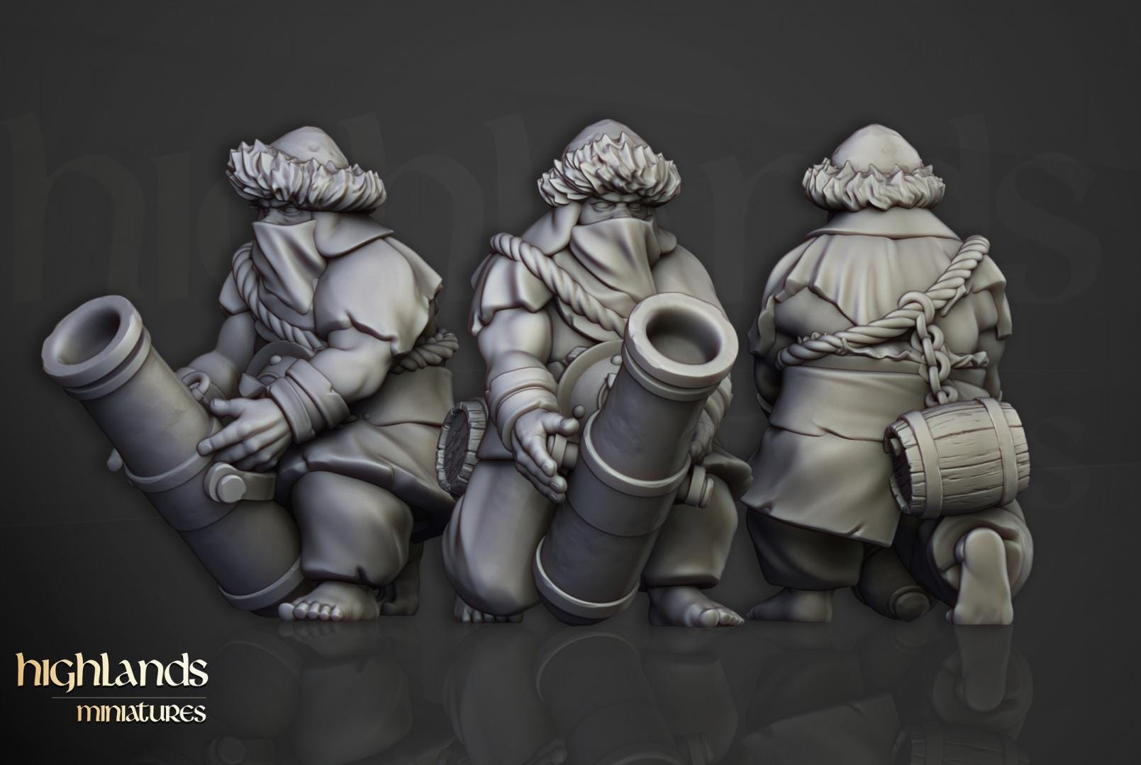 Khazarian Ogre Gunners 6 models Highland Miniatures Various Scales (US tariffs are pre-paid by us)