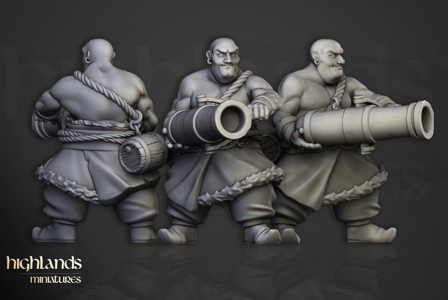 Khazarian Ogre Gunners 6 models Highland Miniatures Various Scales (US tariffs are pre-paid by us)