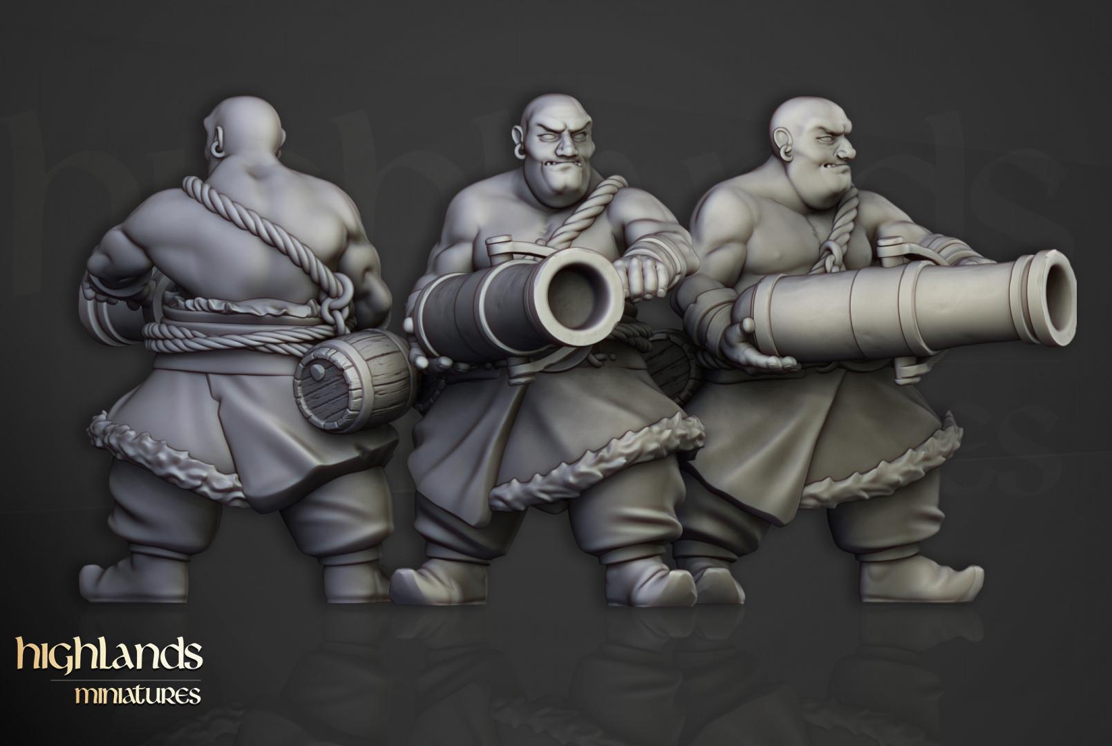 Khazarian Ogre Gunners 6 models Highland Miniatures Various Scales (US tariffs are pre-paid by us)