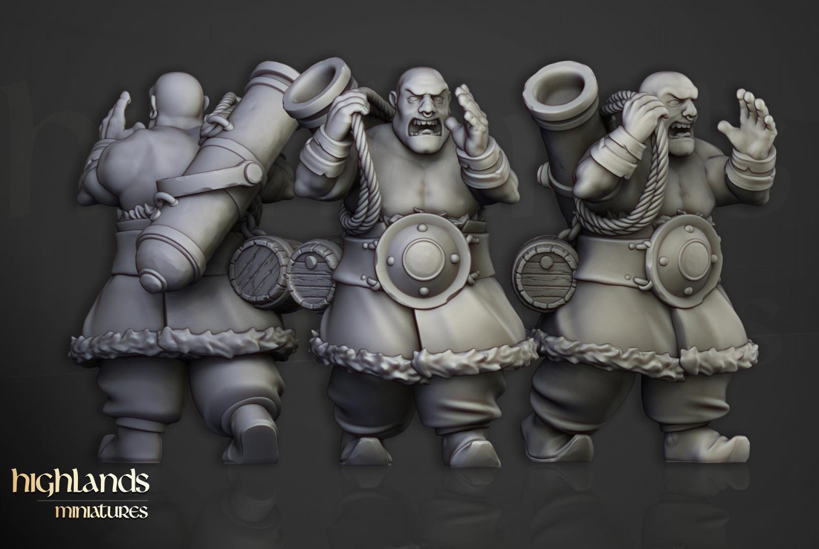 Khazarian Ogre Gunners 6 models Highland Miniatures Various Scales (US tariffs are pre-paid by us)