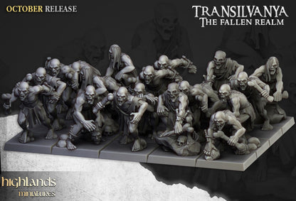 Ghouls Unit 10 models Highland Miniatures Transilvanya Undead Various Scales (US tariffs are pre-paid by us)