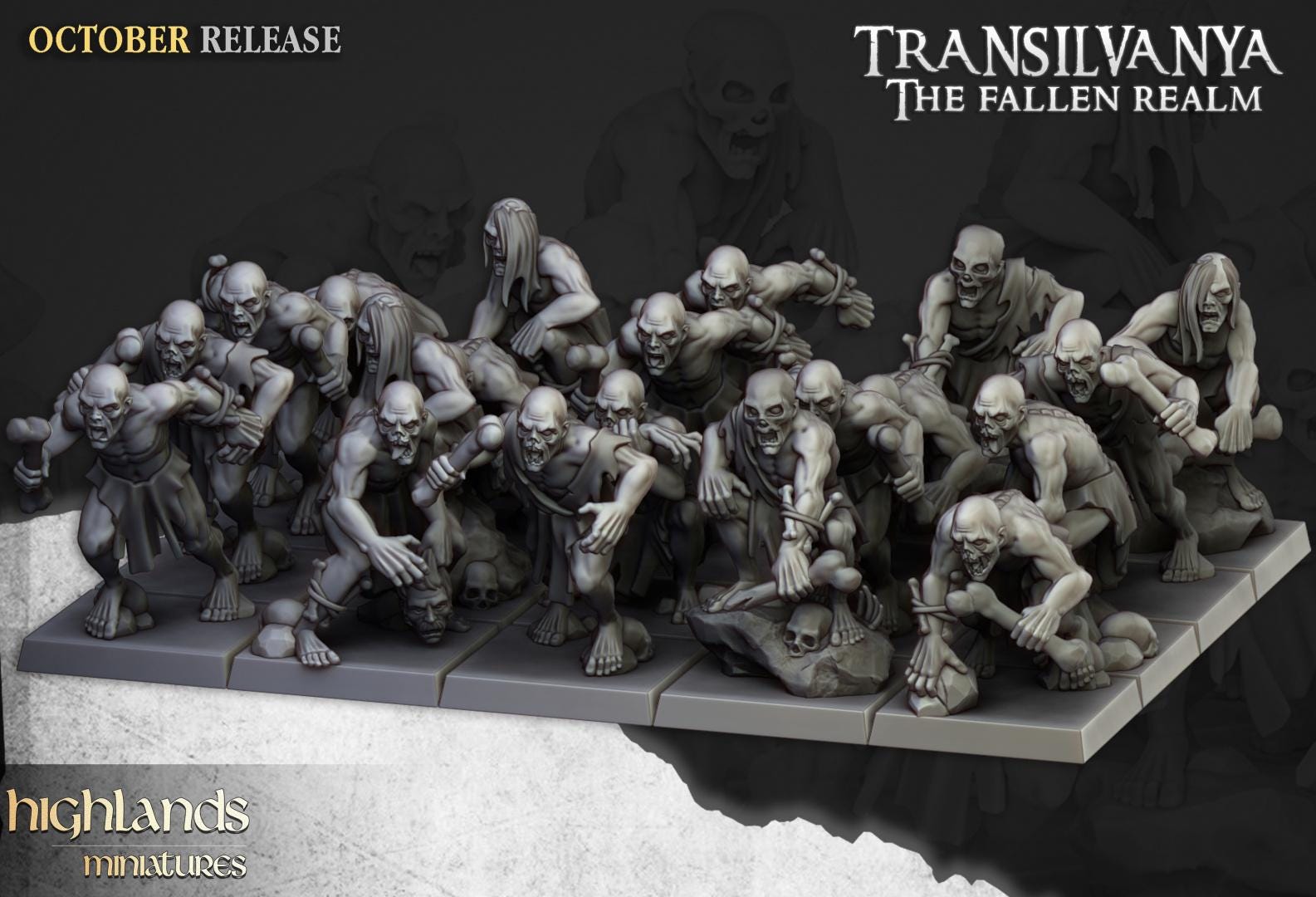 Ghouls Unit 10 models Highland Miniatures Transilvanya Undead Various Scales (US tariffs are pre-paid by us)