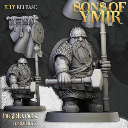 Dwarf Warriors with Command Group 10 multipart models Highland Miniatures Various Scales (US tariffs are pre-paid by us)