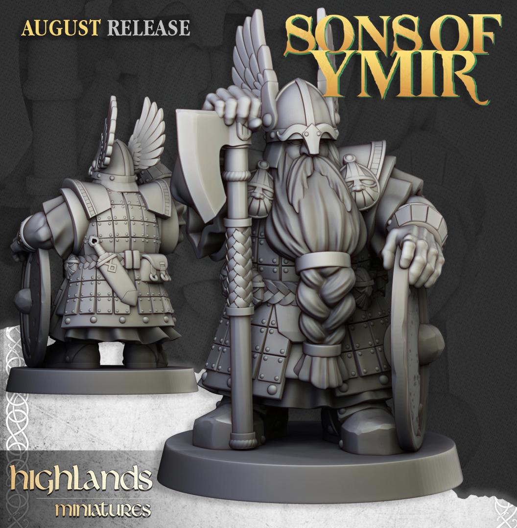 Dwarf Veterans Unit with Command Group 10 models Highland Miniatures Various Scales (US tariffs are pre-paid by us)