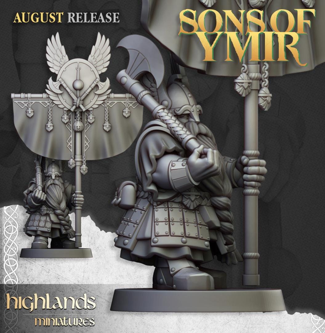 Dwarf Veterans Unit with Command Group 10 models Highland Miniatures Various Scales (US tariffs are pre-paid by us)