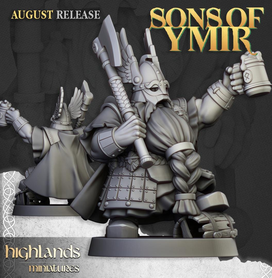 Dwarf Veterans Unit with Command Group 10 models Highland Miniatures Various Scales (US tariffs are pre-paid by us)