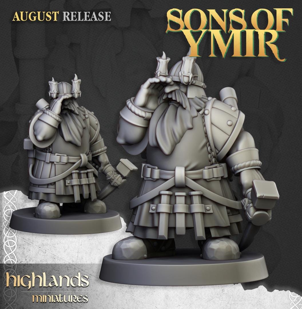 Dwarf Miners Unit with Command Group 10 models Highland Miniatures Various Scales (US tariffs are pre-paid by us)