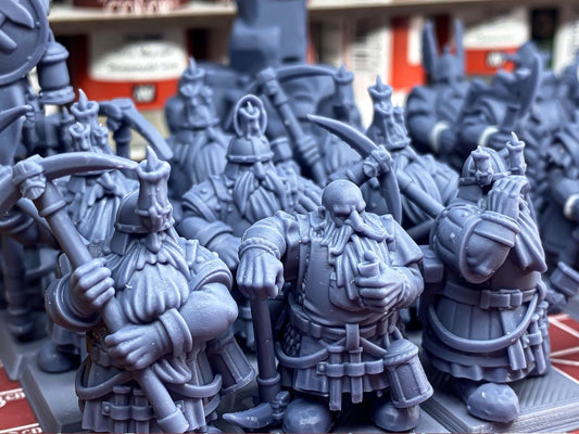 Dwarf Miners Unit with Command Group 10 models Highland Miniatures Various Scales (US tariffs are pre-paid by us)