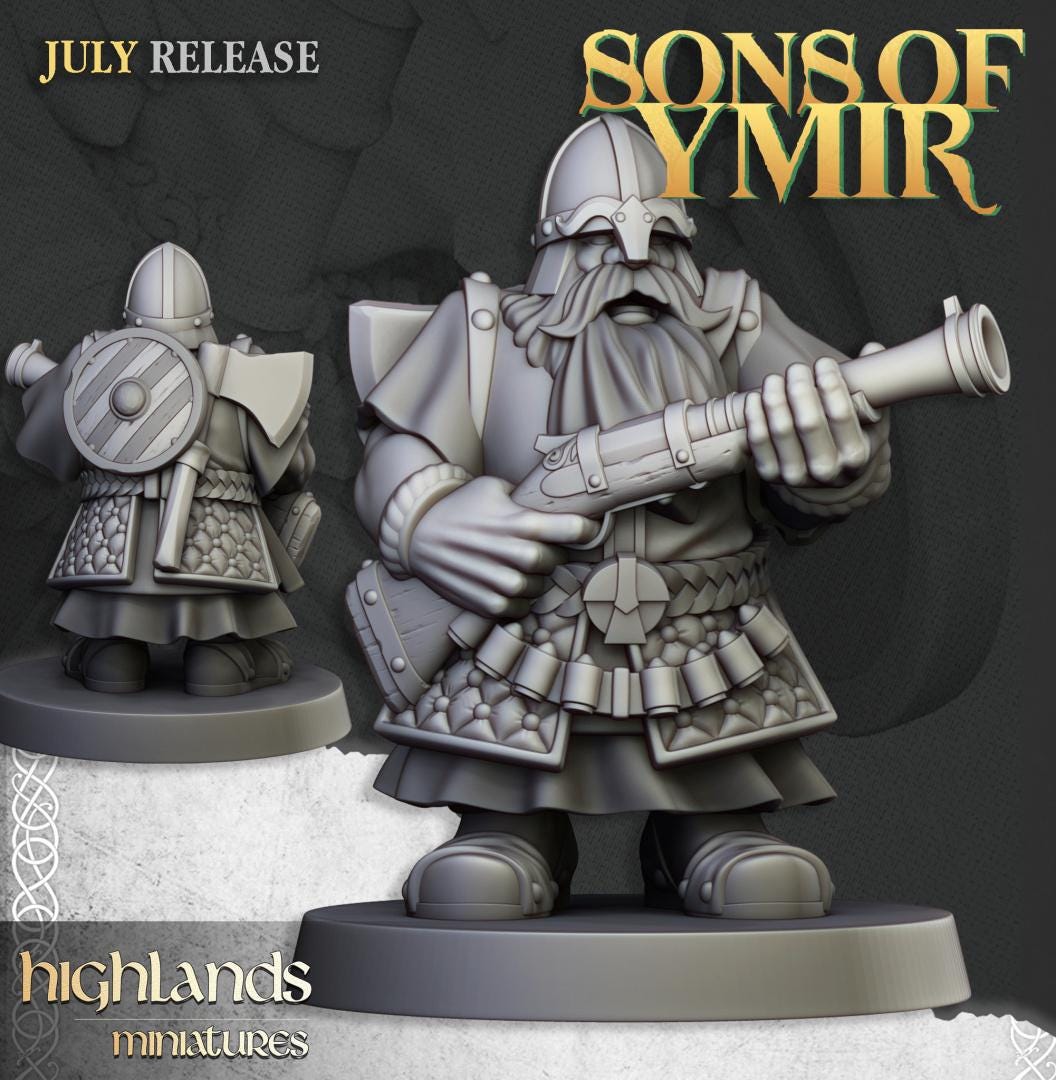 Dwarf Marksmen with Command Group 10 models Highland Miniatures Various Scales (US tariffs are pre-paid by us)