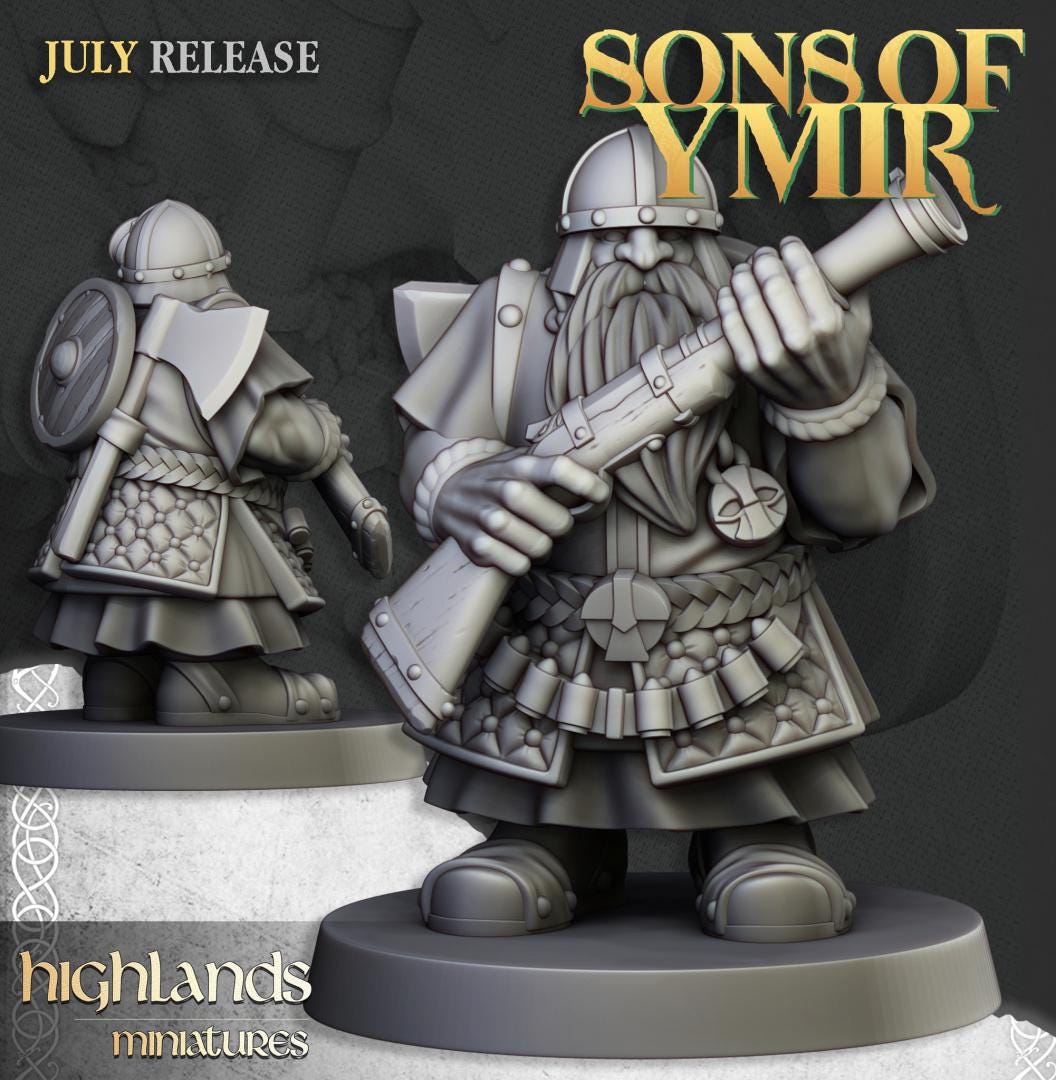 Dwarf Marksmen with Command Group 10 models Highland Miniatures Various Scales (US tariffs are pre-paid by us)