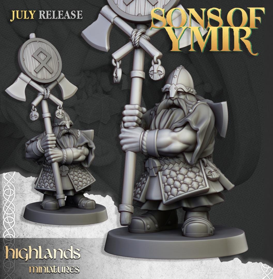 Dwarf Marksmen with Command Group 10 models Highland Miniatures Various Scales (US tariffs are pre-paid by us)
