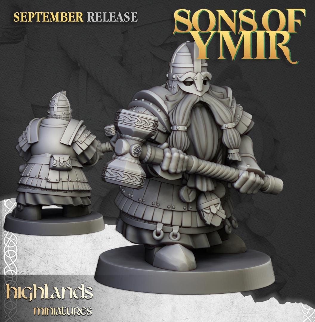 Dwarf Kings Guard Unit with Command Group 10 models Highland Miniatures Various Scales (US tariffs are pre-paid by us)