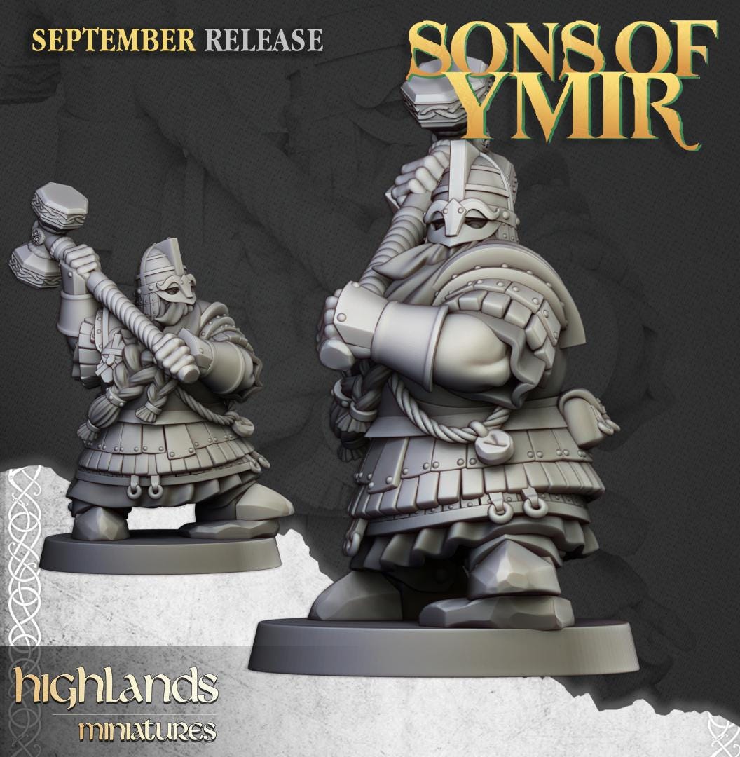 Dwarf Kings Guard Unit with Command Group 10 models Highland Miniatures Various Scales (US tariffs are pre-paid by us)