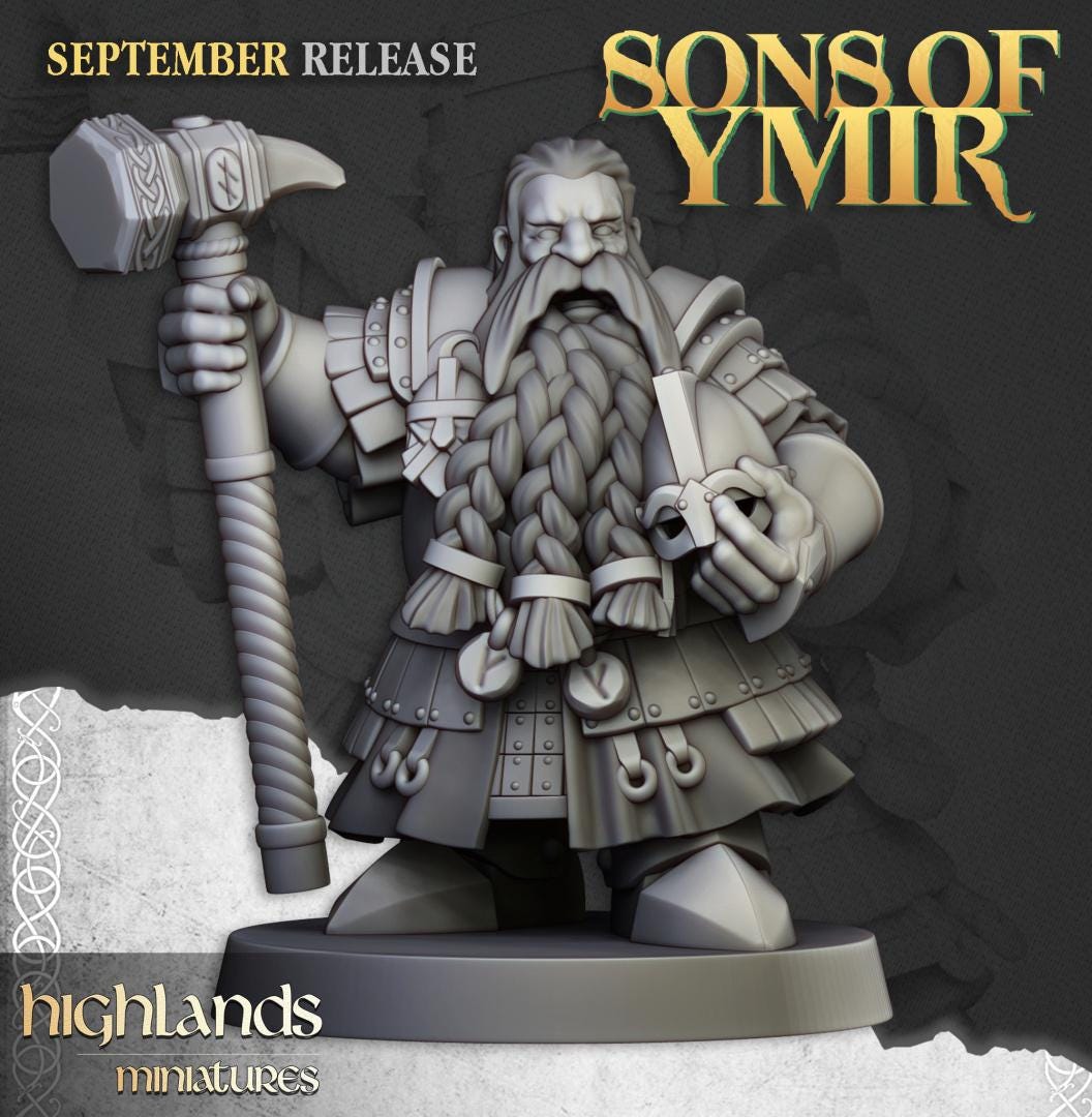 Dwarf Kings Guard Unit with Command Group 10 models Highland Miniatures Various Scales (US tariffs are pre-paid by us)