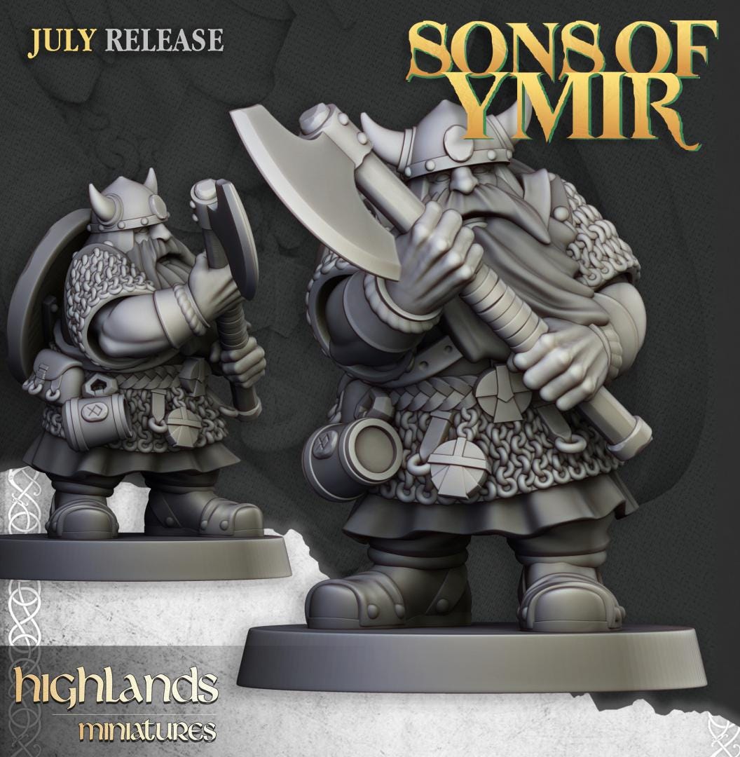 Dwarf Warriors with two handed weapons 10 models Highland Miniatures Various Scales (US tariffs are pre-paid by us)