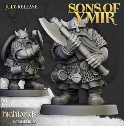 Dwarf Warriors with two handed weapons 10 models Highland Miniatures Various Scales (US tariffs are pre-paid by us)