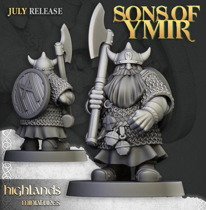 Dwarf Warriors with two handed weapons 10 models Highland Miniatures Various Scales (US tariffs are pre-paid by us)