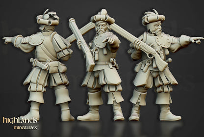 Arquebusiers Unit 10 models Highland Miniatures Various Scales (US tariffs are pre-paid by us)