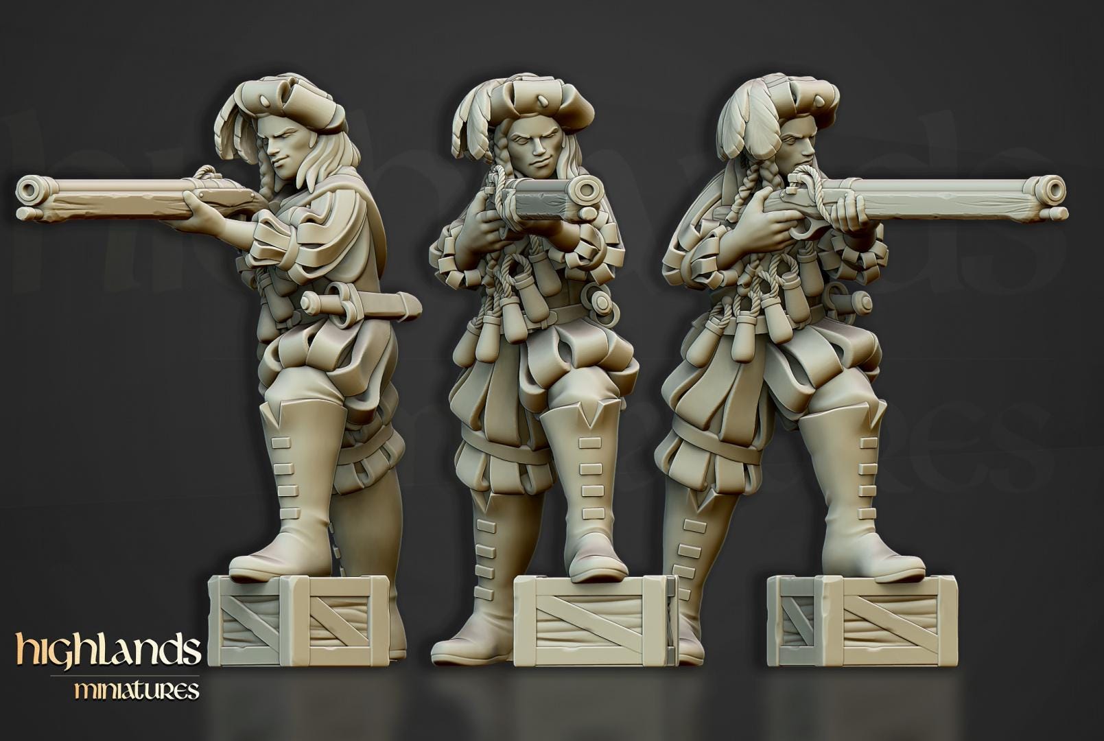 Arquebusiers Unit 10 models Highland Miniatures Various Scales (US tariffs are pre-paid by us)