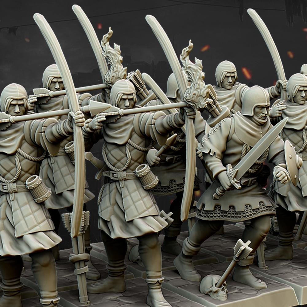 Medieval Archers Unit 10 multipart models Highland Miniatures Various Scales (US tariffs are pre-paid by us)