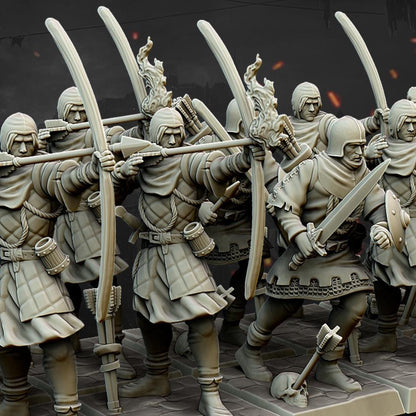Medieval Archers Unit 10 multipart models Highland Miniatures Various Scales (US tariffs are pre-paid by us)