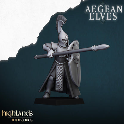Aegean Elves Spearmen with Command Group 10 models Highland Miniatures Various Scales (US tariffs are pre-paid by us)