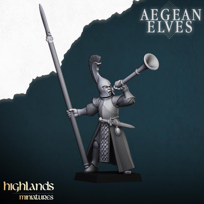 Aegean Elves Spearmen with Command Group 10 models Highland Miniatures Various Scales (US tariffs are pre-paid by us)