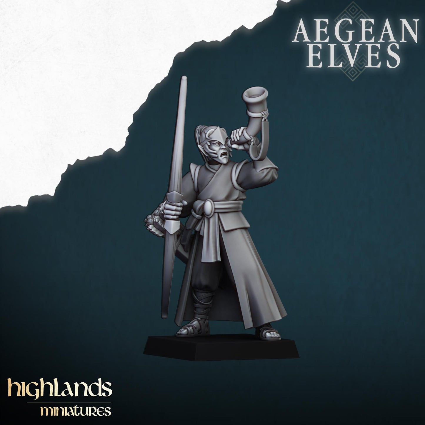 Aegean Elves Archers with Command Group 10 models Highland Miniatures Various Scales (US tariffs are pre-paid by us)