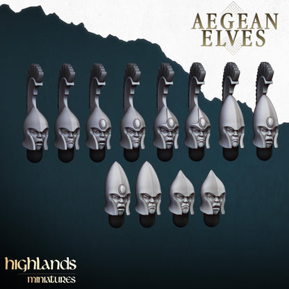 Aegean Elves Spearmen with Command Group 10 models Highland Miniatures Various Scales (US tariffs are pre-paid by us)