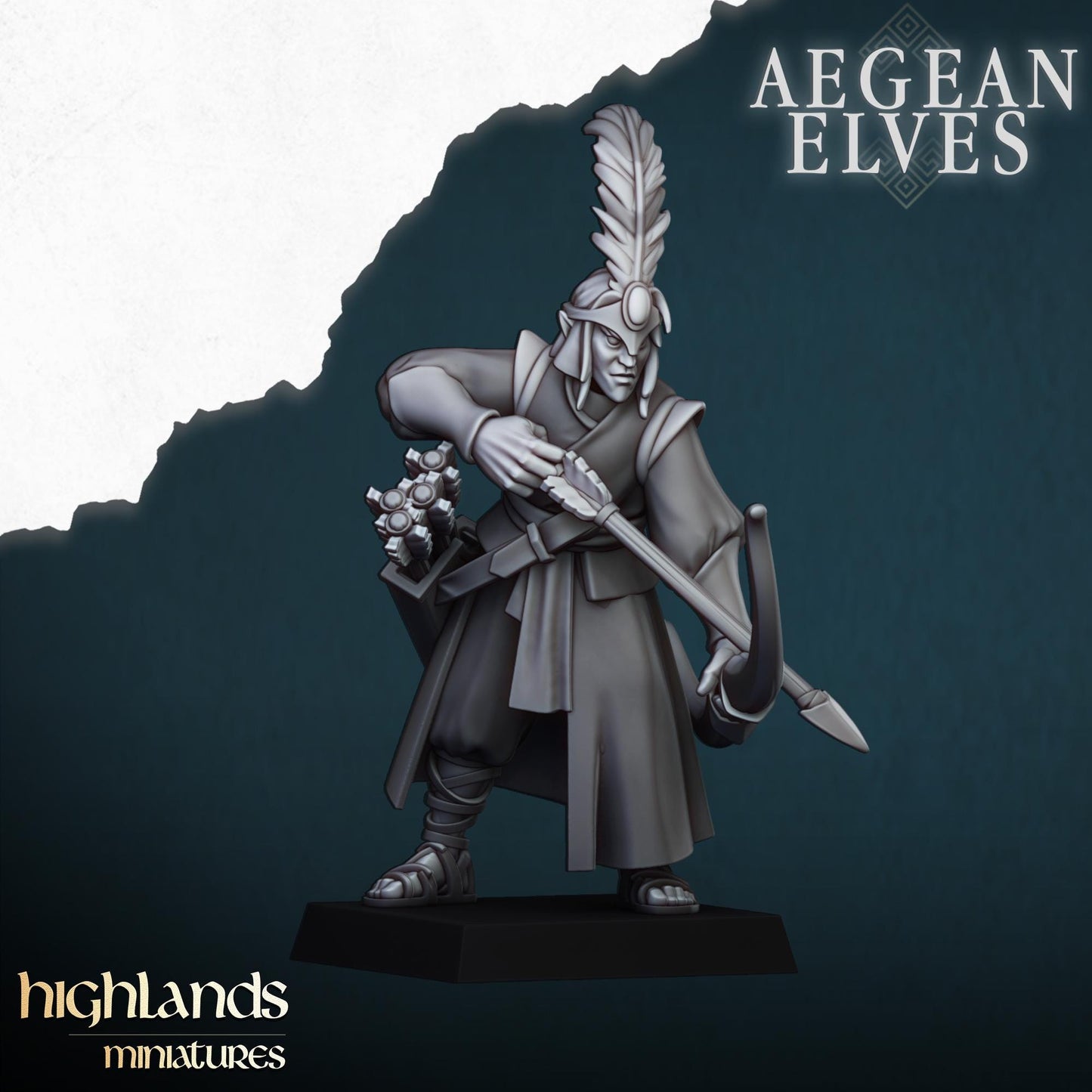 Aegean Elves Archers with Command Group 10 models Highland Miniatures Various Scales (US tariffs are pre-paid by us)