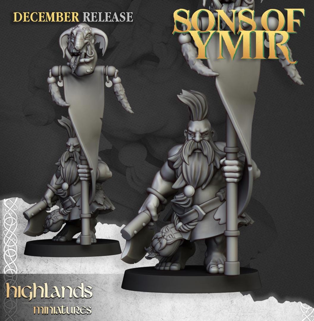 Dwarf Death Seekers Unit with Command Group 10 models Highland Miniatures Various Scales (US tariffs are pre-paid by us)