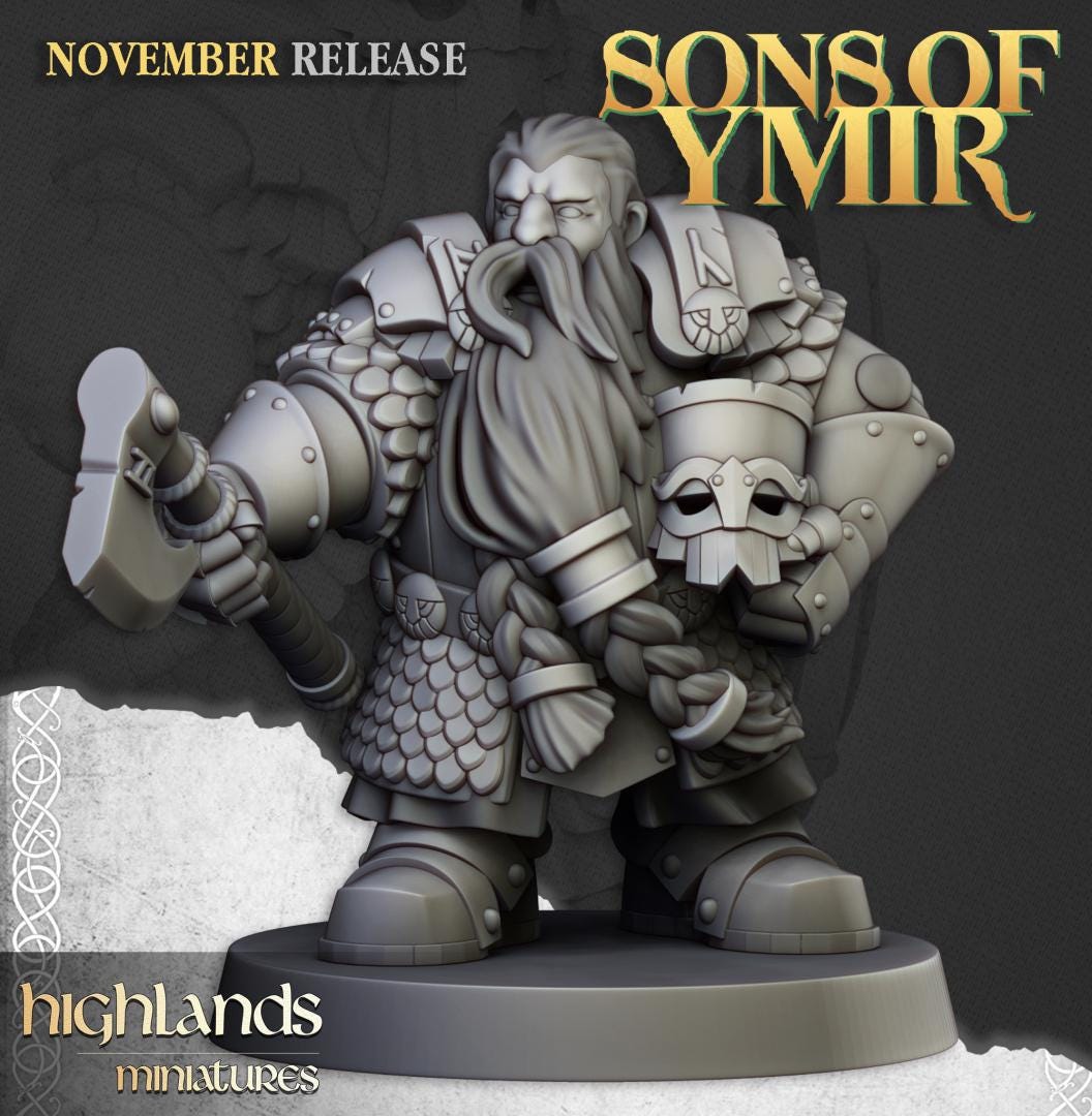 Dwarf Huscarl Unit with Command Group 10 models Highland Miniatures Various Scales (US tariffs are pre-paid by us)