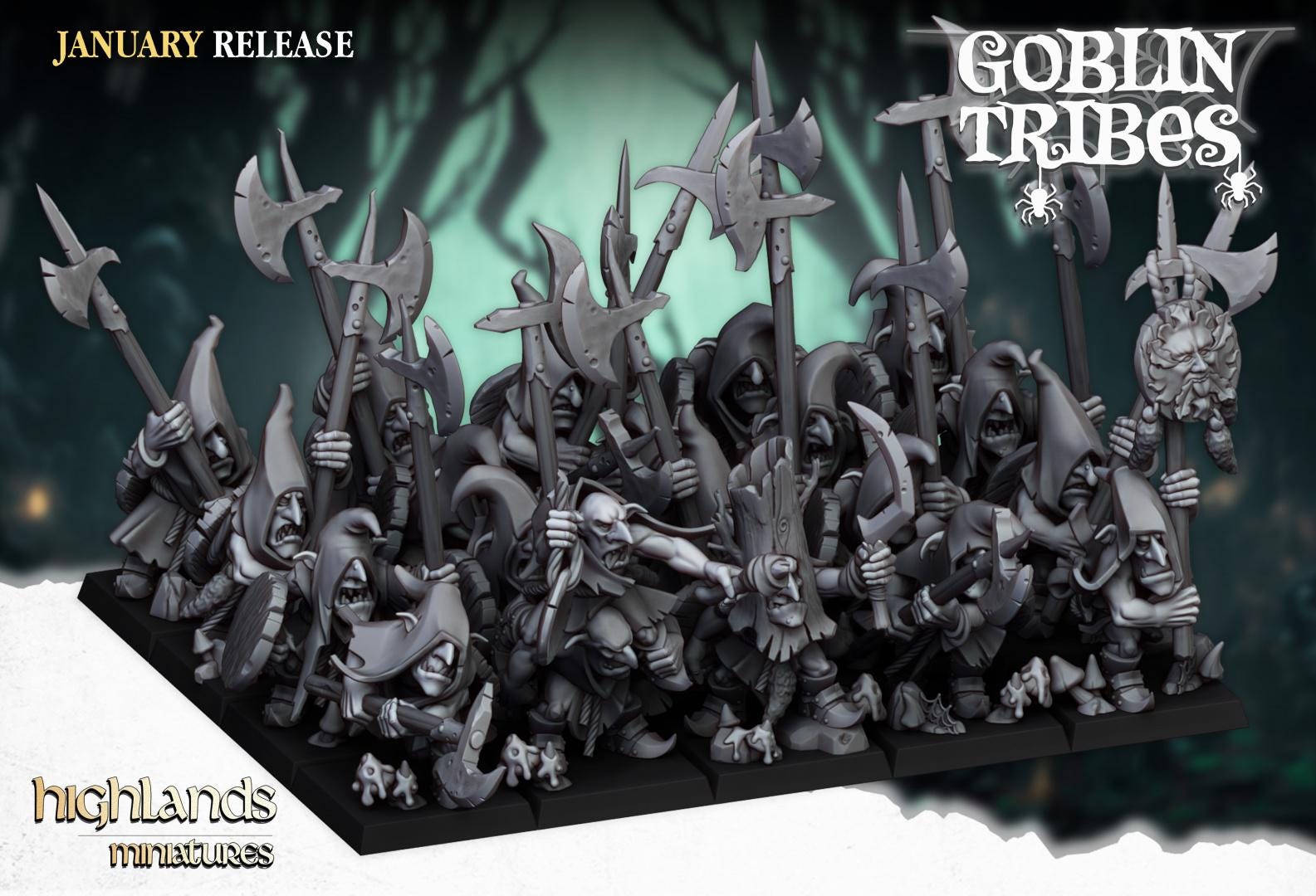 Swamp Goblin with Pikes and Command Group 10 models Highland Miniatures Various Scales (US tariffs are pre-paid by us)