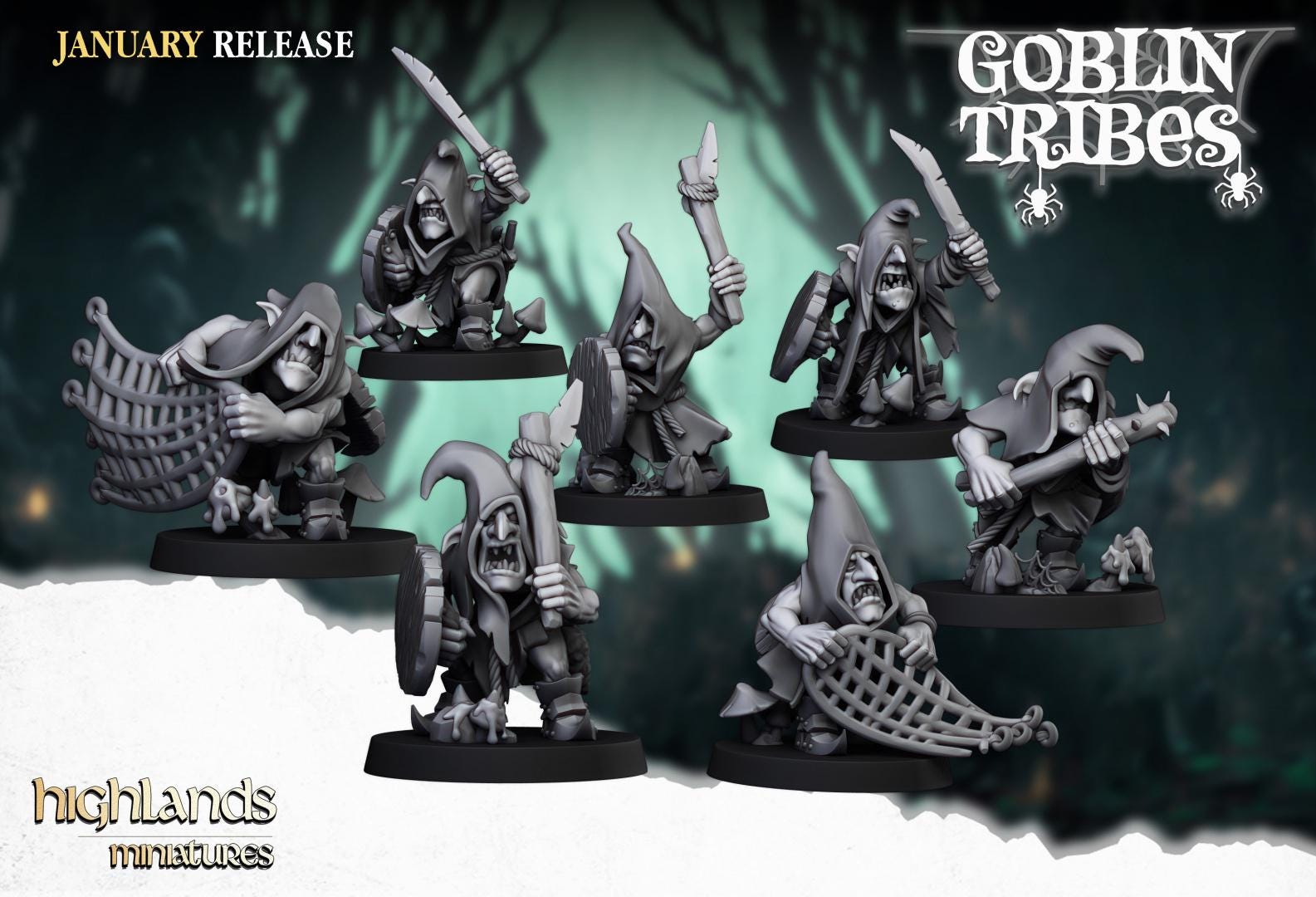 Swamp Goblins with hand weapons 10 models Highland Miniatures Various Scales (US tariffs are pre-paid by us)