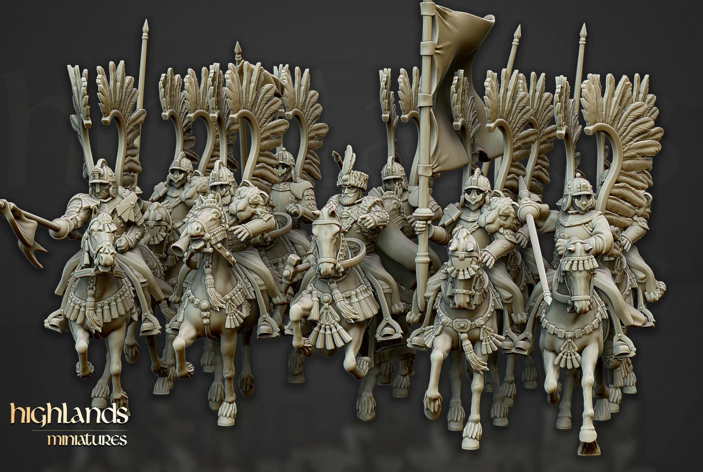 Winged Hussars with Command Group 10 models Highland Miniatures Cavalry various scales (US tariffs are pre-paid by us)