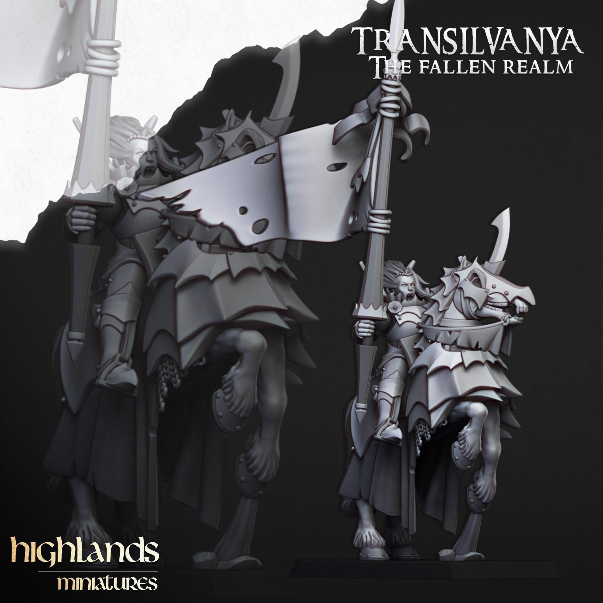 Vampire Knights with Command Group 10 models Highland Miniatures Transilvanya Undead Cavalry various scales (US tariffs are pre-paid by us)