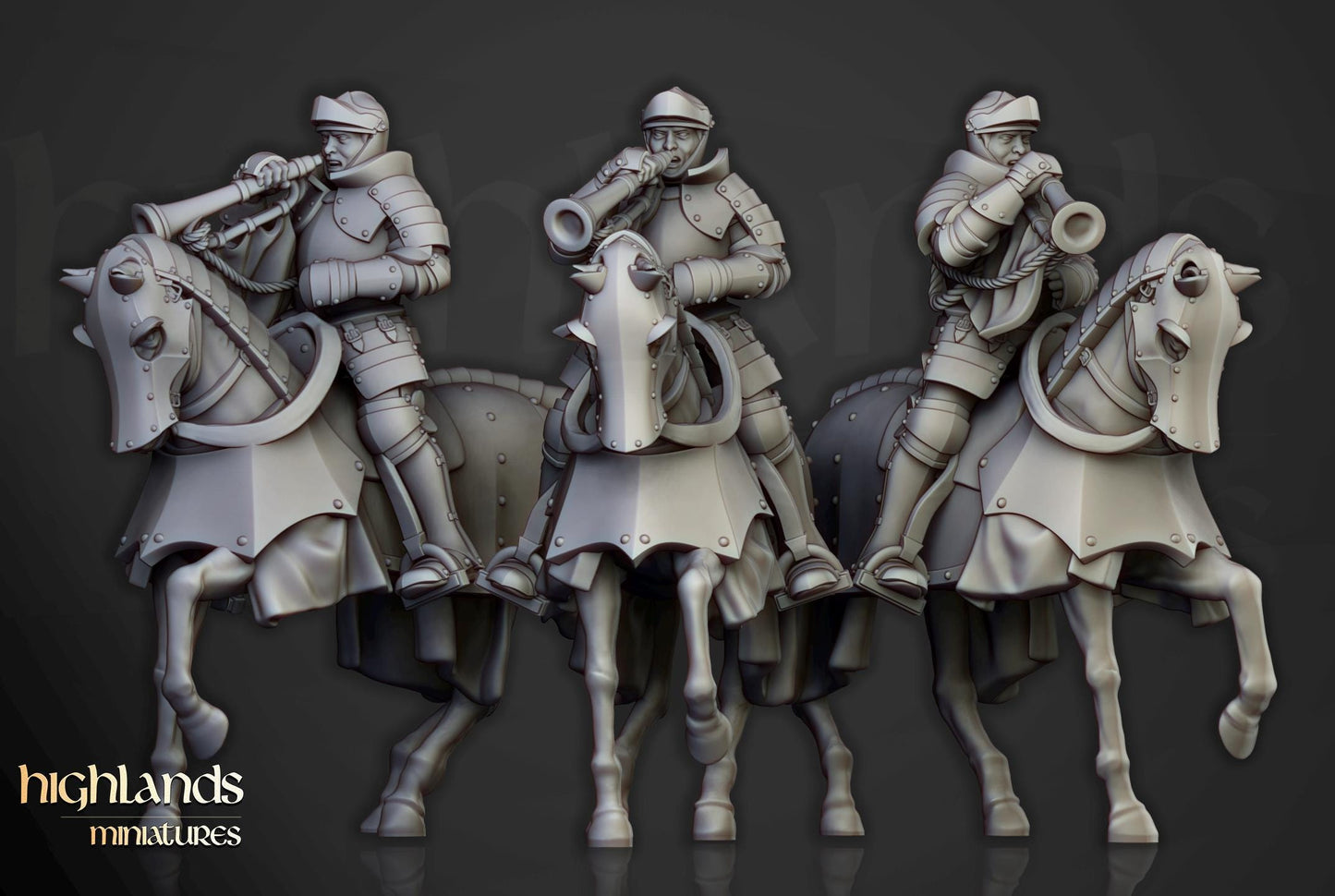 Sunland Knights on Horse with Command Group 10 multipart models Highland Miniatures Cavalry various scales (US tariffs are pre-paid by us)