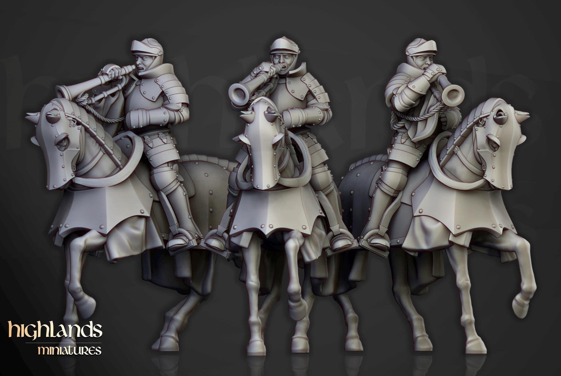 Sunland Knights on Horse with Command Group 10 multipart models Highland Miniatures Cavalry various scales (US tariffs are pre-paid by us)