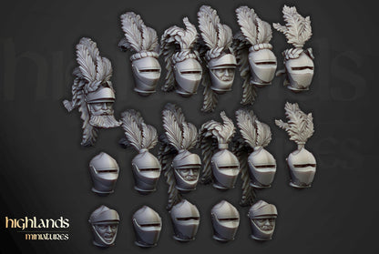 Sunland Knights on Horse with Command Group 10 multipart models Highland Miniatures Cavalry various scales (US tariffs are pre-paid by us)