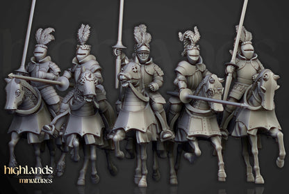 Sunland Knights on Horse with Command Group 10 multipart models Highland Miniatures Cavalry various scales (US tariffs are pre-paid by us)