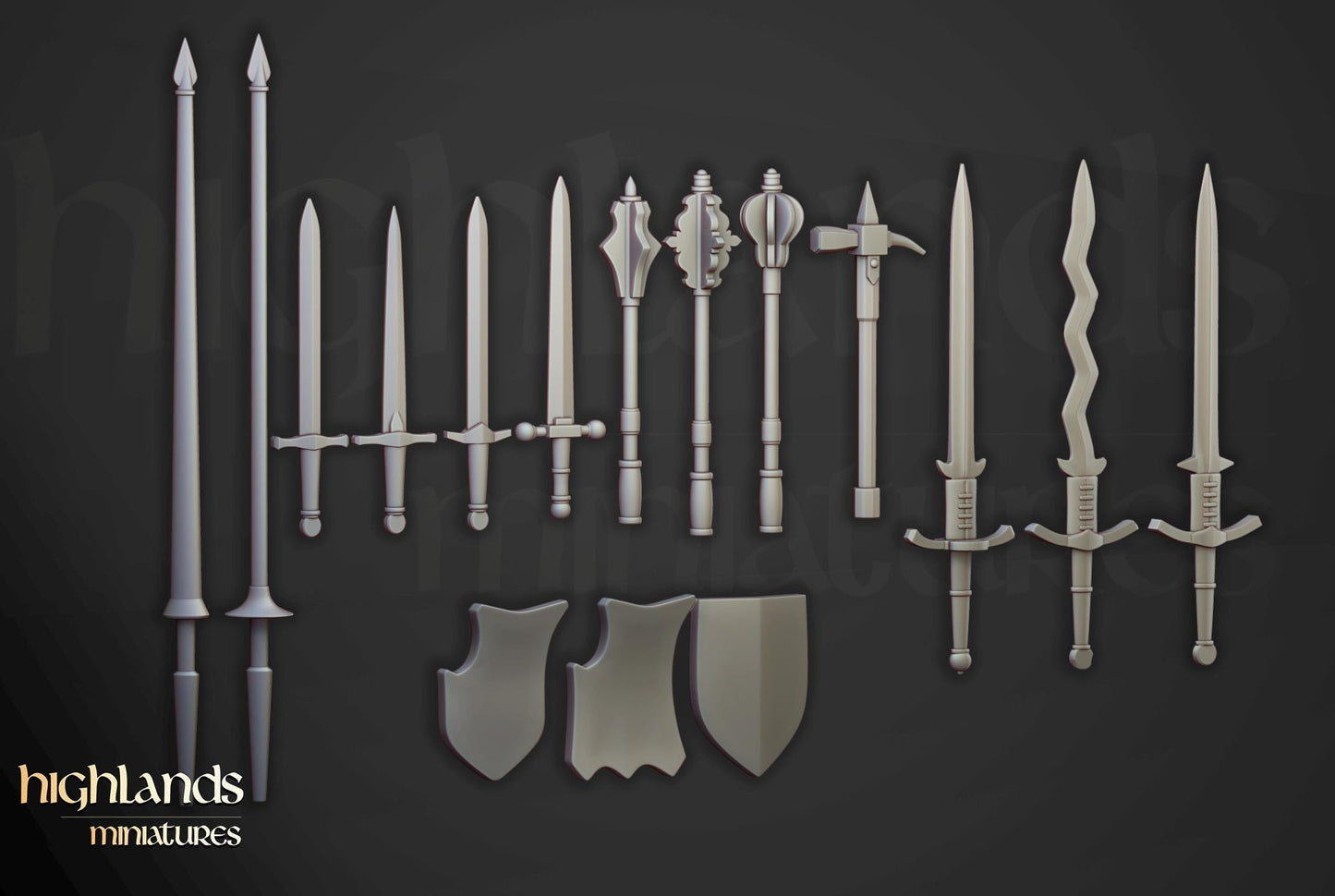 Sunland Knights on Horse with Command Group 10 multipart models Highland Miniatures Cavalry various scales (US tariffs are pre-paid by us)