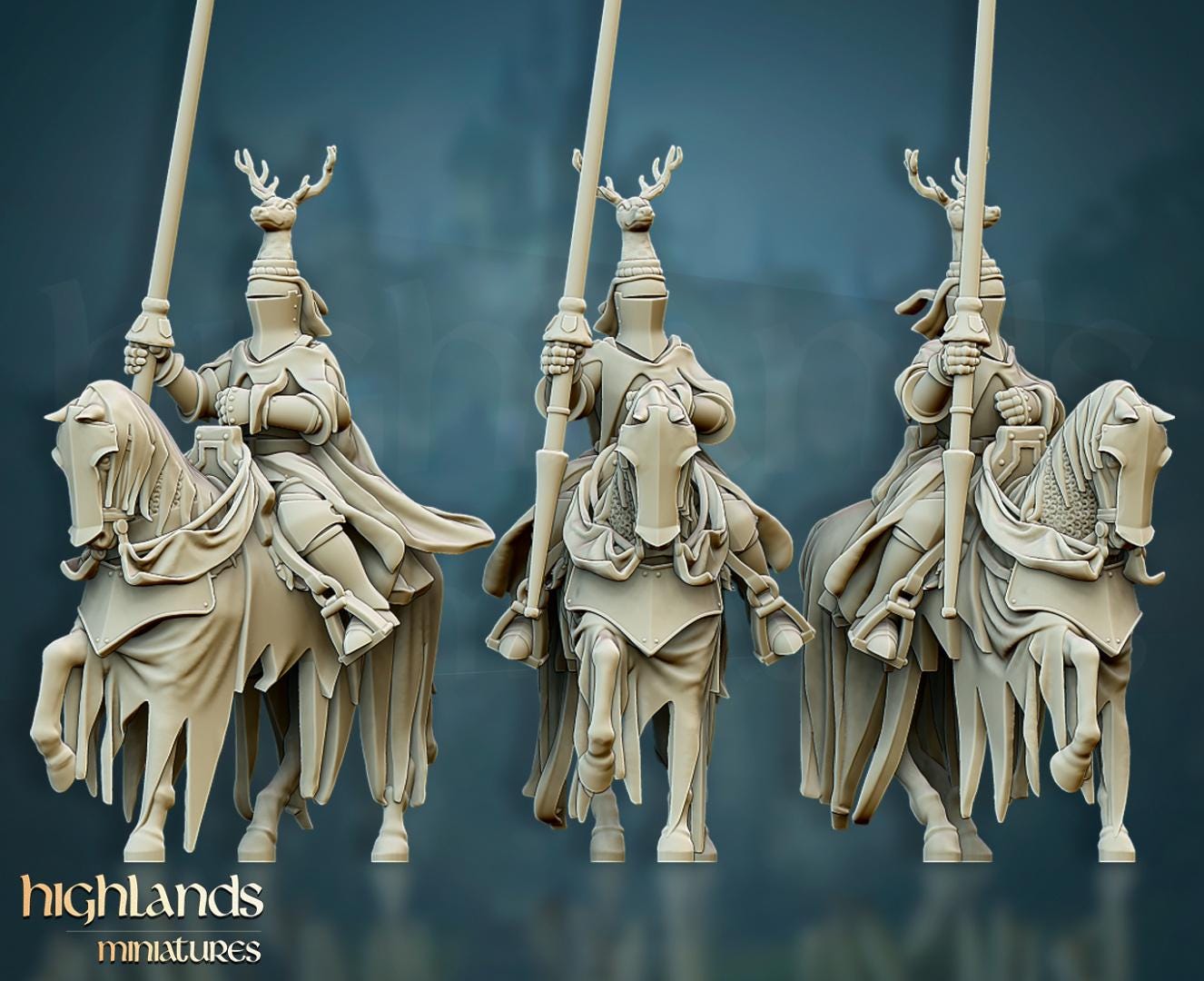 Grail Knights with Command Group 10 models Highland Miniatures Cavalry various scales (US tariffs are pre-paid by us)