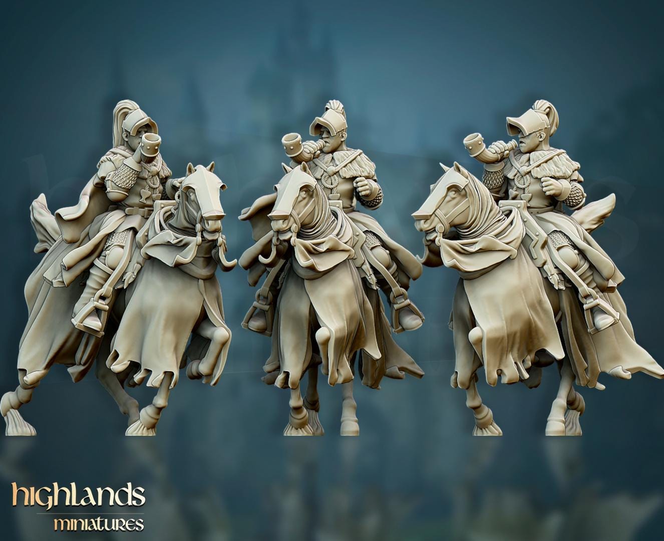 Grail Knights with Command Group 10 models Highland Miniatures Cavalry various scales (US tariffs are pre-paid by us)