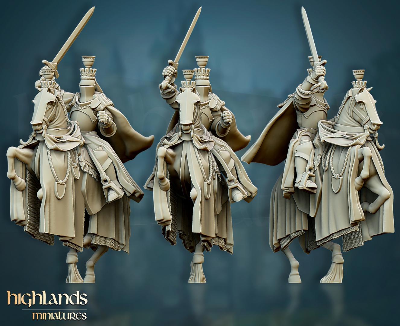 Grail Knights with Command Group 10 models Highland Miniatures Cavalry various scales (US tariffs are pre-paid by us)