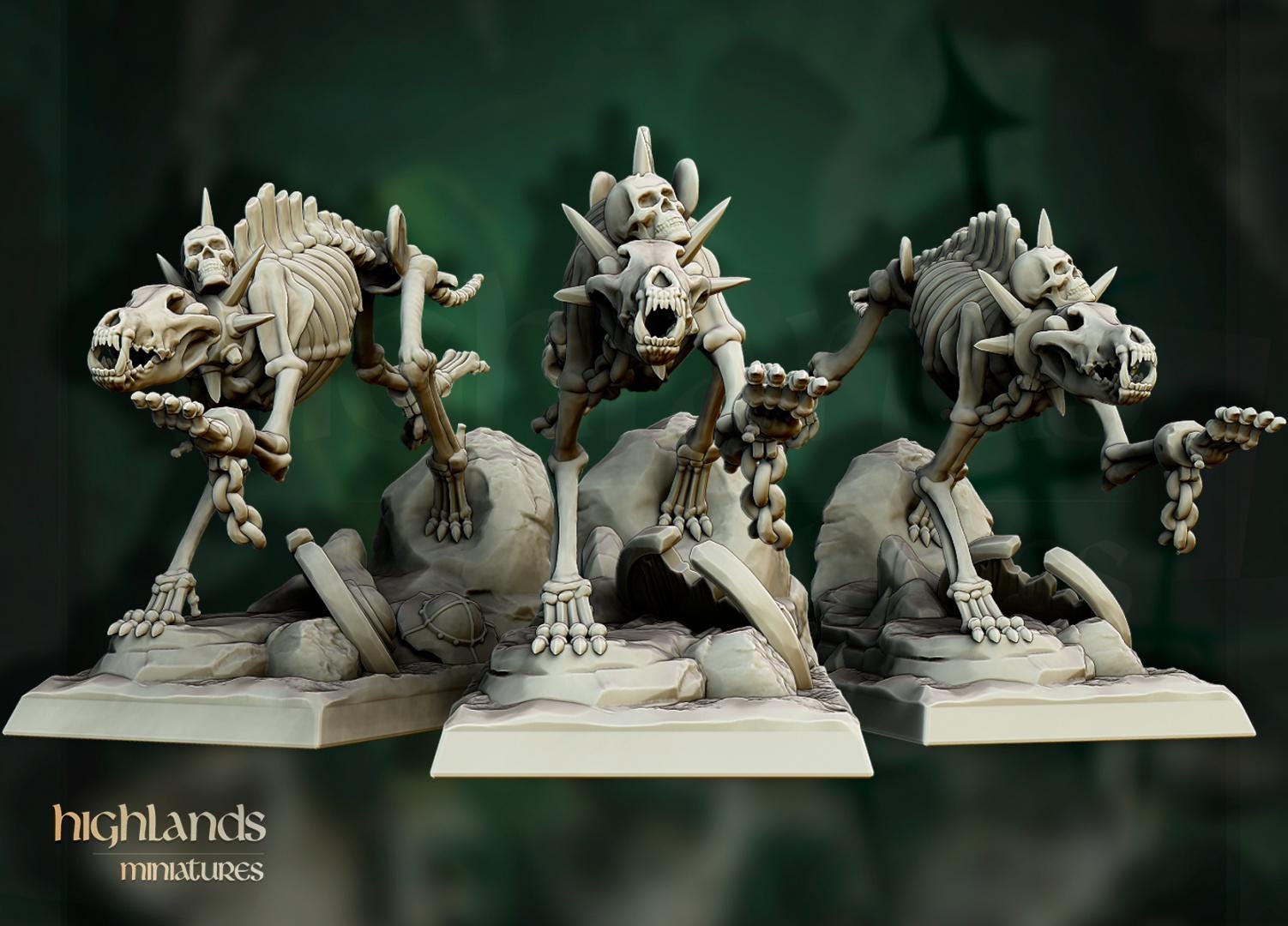 Dire Wolves 5 models and 2 Riders Highland Miniatures Cavalry various scales (US tariffs are pre-paid by us)