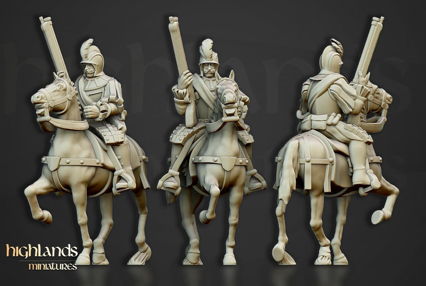 Black Riders Pistoliers 10 multipart models Highland Miniatures Cavalry various scales (US tariffs are pre-paid by us)