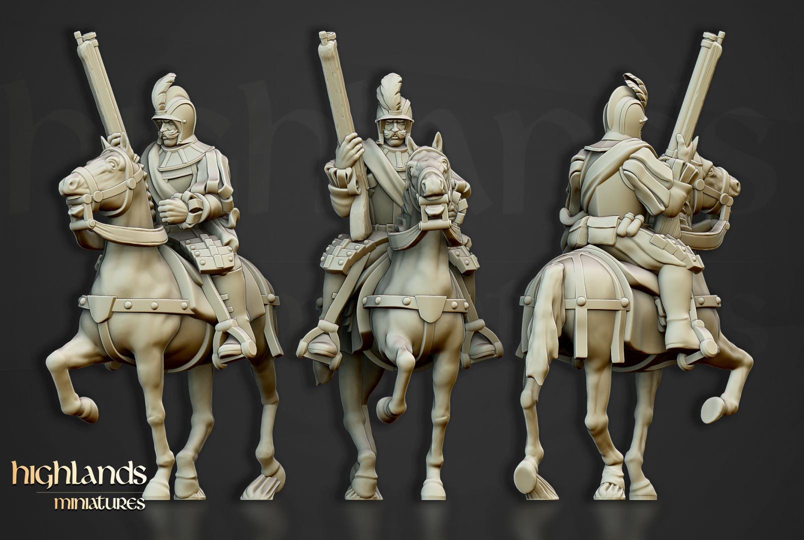 Black Riders Pistoliers 10 multipart models Highland Miniatures Cavalry various scales (US tariffs are pre-paid by us)