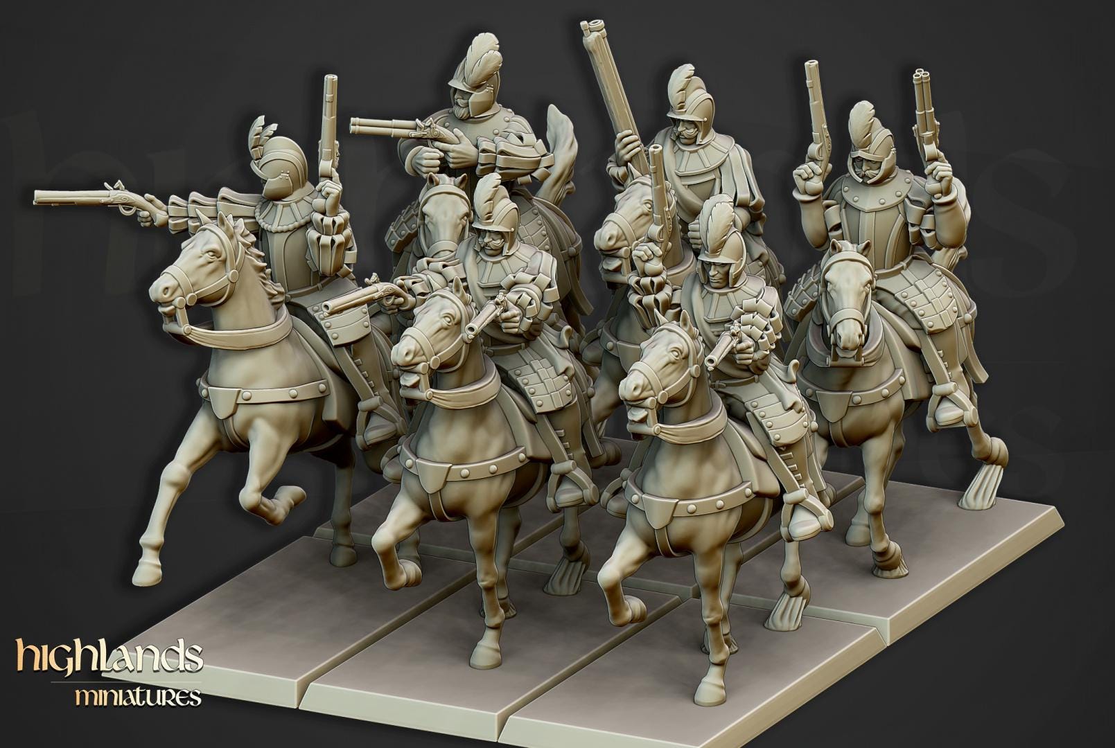 Black Riders Pistoliers 10 multipart models Highland Miniatures Cavalry various scales (US tariffs are pre-paid by us)
